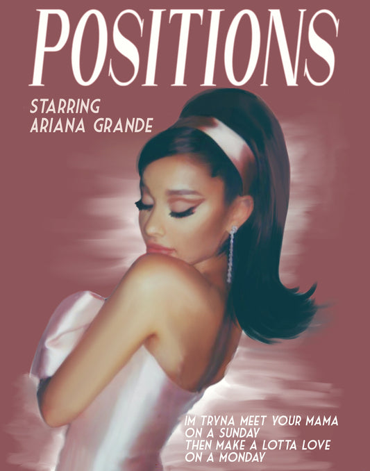 Ariana Grande Positions inspired Vintage Style Movie Poster